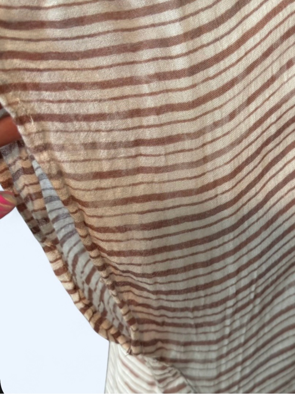Free People Beige Striped dress with Pink & Yellow Floral Center lining snaps in - Picture 4 of 12